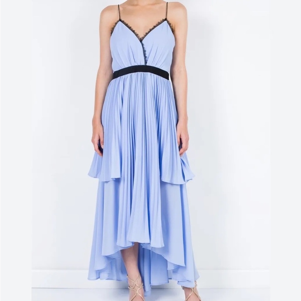 Self-Portrait Bella lace-trimmed flounced chiffon dress